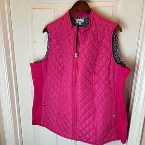 NWT KIM ROGERS FUSHIA HOT PINK VEST WITH BLUE INTERIOR SIZE 1X